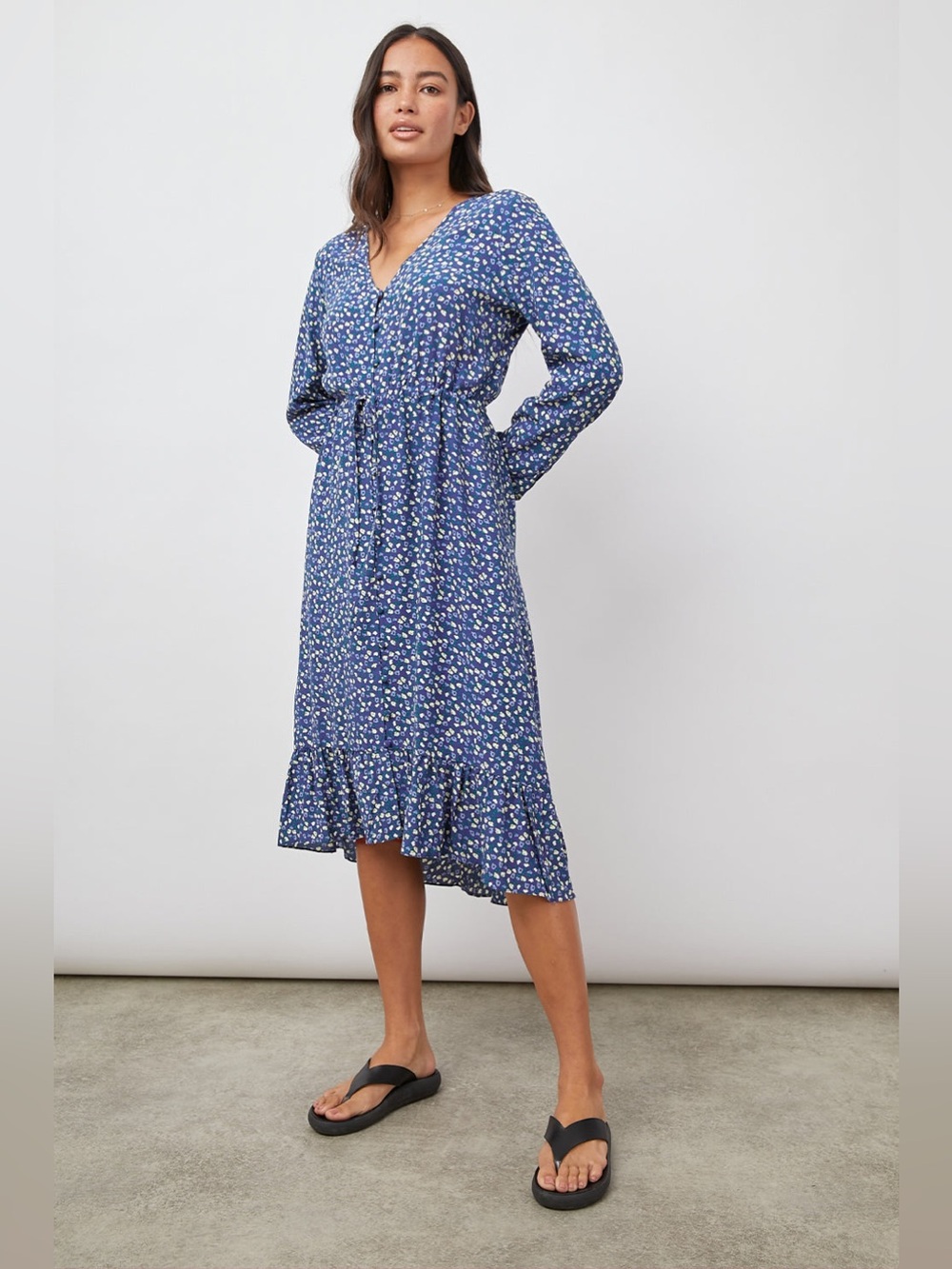 New! Rails Jade Ditzy Blue Floral Midi Dress 🩵 Medium - Picture 3 of 15